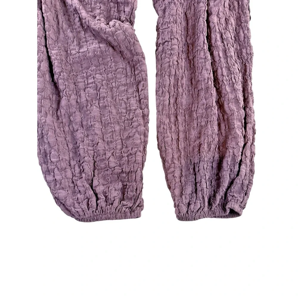 NWOT Zara High-Waisted Balloon Style Joggers Eggplant Textured Bohemian Large - Picture 6 of 10